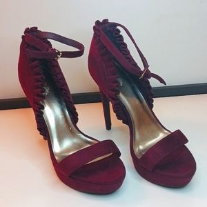 Merlot suede heels